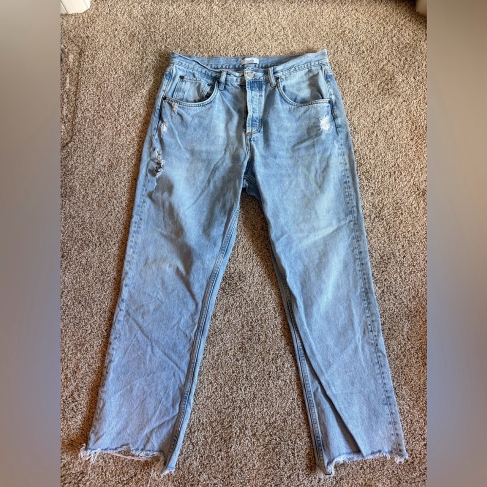 Nuuds High Rise Distressed Straight Leg Jeans Size 30